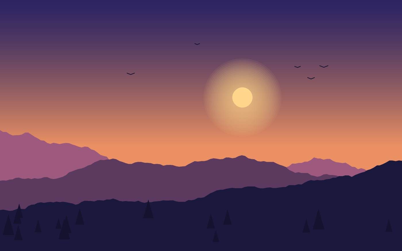 Ilustração de uma paisagem